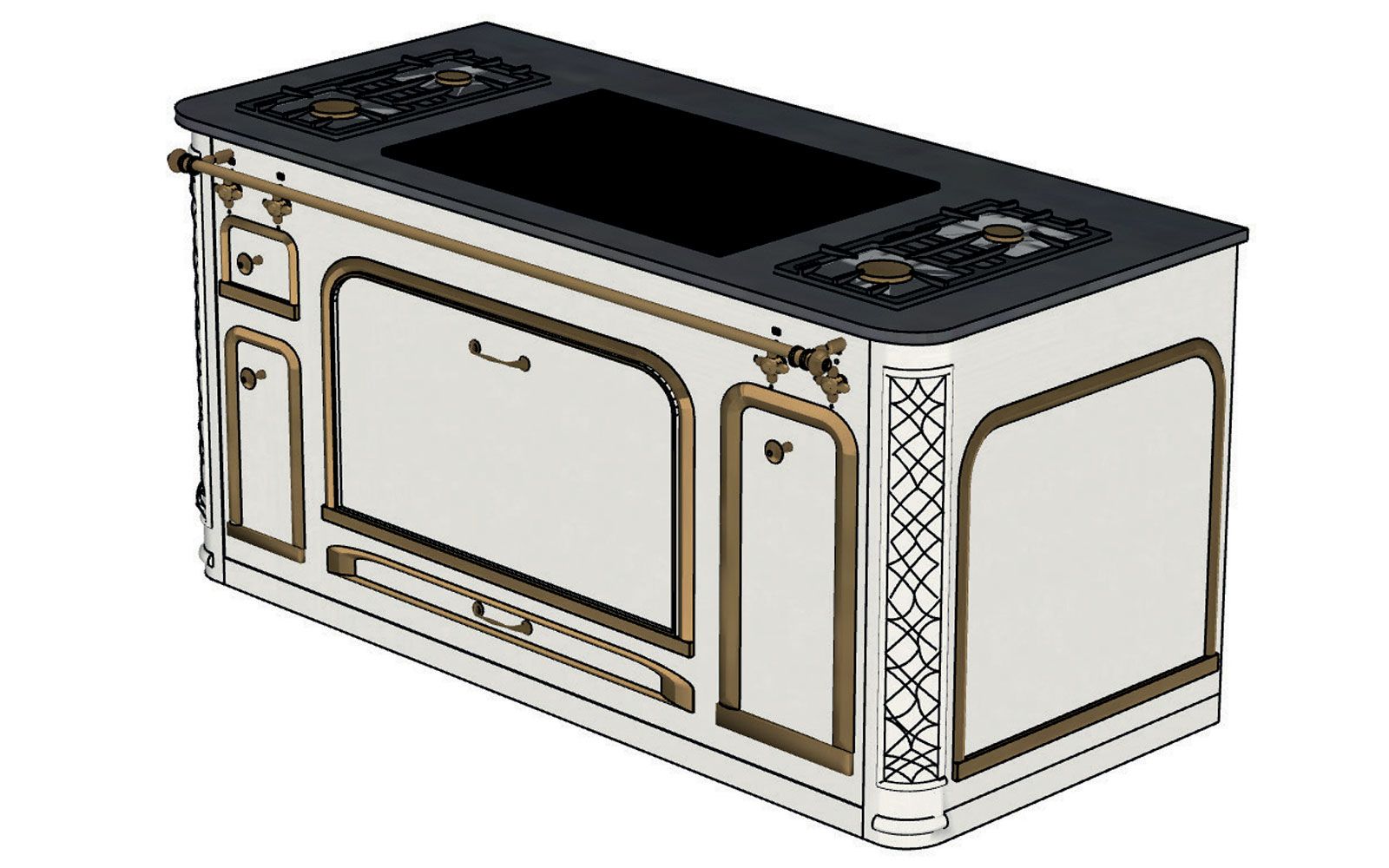 Vue 3/4 avant d'un fourneau 1900